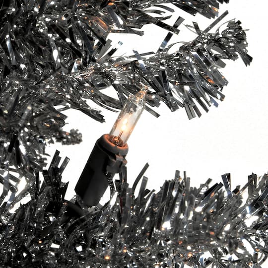 4ft. Pre-Lit Tinsel Artificial Christmas Tree, Clear Lights